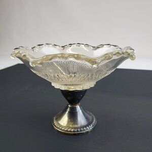 Vintage Duchin Creation Weighted Pedestal Base Glass Candy Dish Sterling Silver